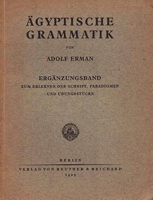 Ägyptische Grammatik. Ergänzungsband zum erlernen der Schrift, Paradigmen und Übungsstücke