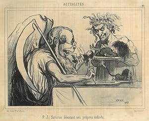 PRESSE. - Pressefreiheit. - Karikatur. "Saturne dévorant ses propres enfants". Adolphe Thiers als...