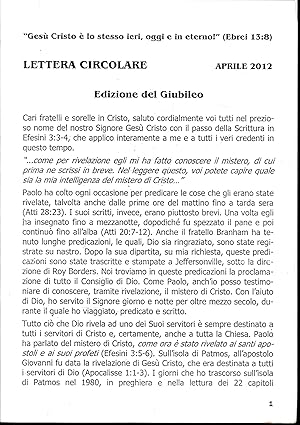 Seller image for Lettera Circolare Aprile 2012. Edizione del Giubileo for sale by librisaggi