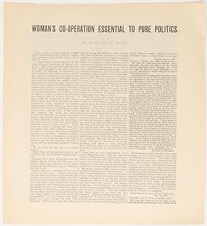 Woman's Co-operation Essential to Pure Politics