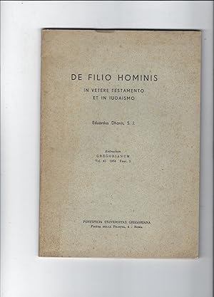 Image du vendeur pour De filio hominis mis en vente par librisaggi