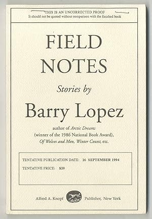 Imagen del vendedor de Field Notes: The Grace Note of the Canyon Wren a la venta por Between the Covers-Rare Books, Inc. ABAA