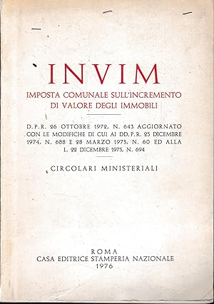 Image du vendeur pour INVIM. Imposta comunale sull'incremento di valore degli immobili mis en vente par librisaggi