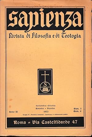 Sapienza. Rivista di Filosofia e Teologia, anno VI n. 5-6