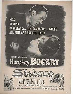 Image du vendeur pour Sirocco Trade Print Ad 1951 Humphrey Bogart, Marta Toren, Lee J. Cobb mis en vente par AcornBooksNH