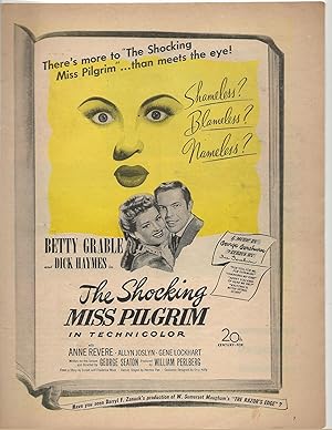 Imagen del vendedor de The Shocking Miss Pilgrim Trade Print Ad 1947 Betty Grable, Dick Haynes a la venta por AcornBooksNH