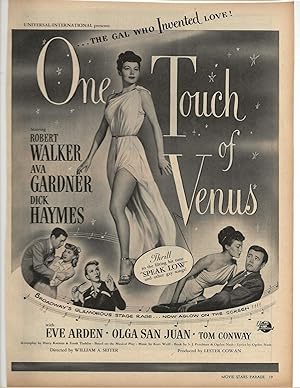 Bild des Verkufers fr One Touch of Venus Trade Print Ad 1948 Ava Gardner, Robert Walker, Eve Arden zum Verkauf von AcornBooksNH