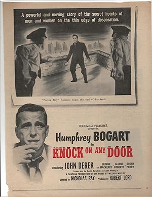 Imagen del vendedor de Knock on Any Door Trade Print Ad 1949 Humphrey Bogart, John Derek a la venta por AcornBooksNH