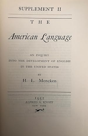 The American Language - Supplement Two