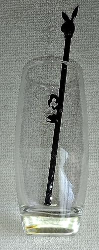 Playboy Key Club "Femlin" logo Highball Glass with Swizzle Stick
