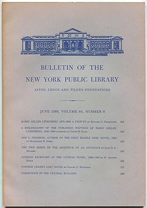 Seller image for Bulletin of The New York Public Library - Volume 64, Number 6, June 1960 for sale by Between the Covers-Rare Books, Inc. ABAA
