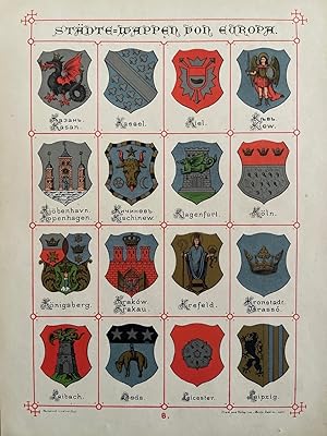 Imagen del vendedor de Die Wappen der wichtigsten Stdte Europa's in chromolithographischen Abbildungen. a la venta por Wissenschaftl. Antiquariat Th. Haker e.K