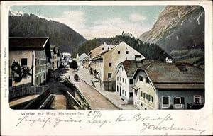 Ansichtskarte / Postkarte Werfen in Salzburg, Blick auf den Ort mit Burg Hohenwerfen