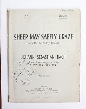 Seller image for An Original Musical Score 'Sheep May Safely Graze' by Bach hand signed to the front cover by Isobel Baillie for sale by Lasting Words Ltd