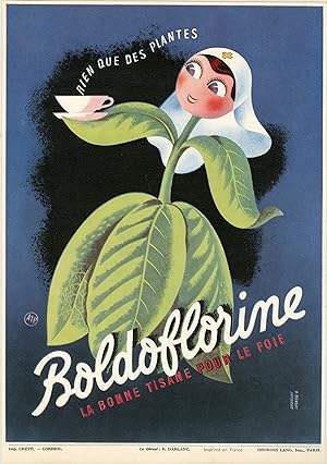 "BOLDOFLORINE" Spécimen d'imprimeur original entoilé Offset DERQUET LESACQ / Georges LANG Imp. Pa...