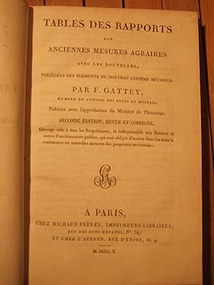 Seller image for Tables Des Rapports Des Anciennes Mesures Agraires Avec Les Nouvelles for sale by Domifasol