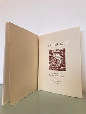 Image du vendeur pour Aphorisms [1 of 50, signed] mis en vente par Robin Bledsoe, Bookseller (ABAA)