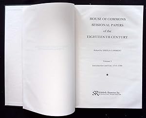 Seller image for House of Commons Sessional Papers of the Eighteenth Century, Volume I : Introductions and List, 1715-1760 for sale by Barnaby