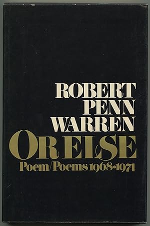 Bild des Verkufers fr Or Else: Poem / Poems 1968-1974 zum Verkauf von Between the Covers-Rare Books, Inc. ABAA