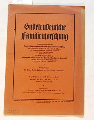 Imagen del vendedor de Sudetendeutsche Familienforschung. 8.Jg., 4.Heft (Einzelheft). a la venta por Versandantiquariat Dr. Wolfgang Ru