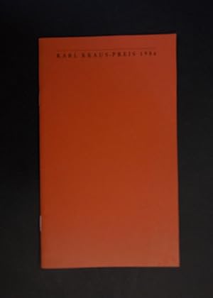 Bild des Verkufers fr Karl Kraus Preis 1986 Preisrede - Fritz J. Raddatz zum Verkauf von Antiquariat Strter