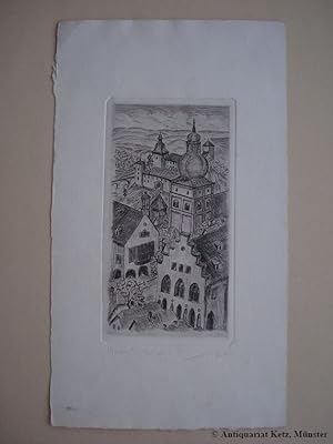 Attendorn, Teilansicht mit Rathaus. Originale Radierung. Vom Künstler handschriftl. signiert und ...