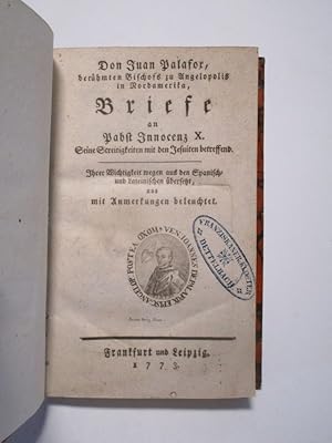 Bild des Verkufers fr Briefe an Pabst Innocenz X. Seine Streitigkeiten mit den Jesuiten betreffend. zum Verkauf von Antiquariat Bookfarm