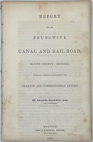 Imagen del vendedor de REPORT OF THE BRUNSWICK CANAL AND RAIL ROAD. Glynn County, Georgia. With an appendix containing the charter and commissioners report a la venta por Bartleby's Books, ABAA