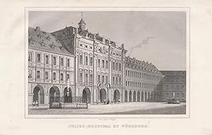 Bild des Verkufers fr Julius-Hospital zu Wrzburg. Stahlstich-Ansicht von Poppel. zum Verkauf von Antiquariat Dennis R. Plummer