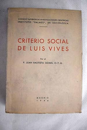 Image du vendeur pour Criterio social de Luis Vives mis en vente par Alcan Libros