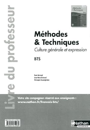 français ; culture générale et expression ; méthodes & techniques ; BTS ; livre du professeur (éd...
