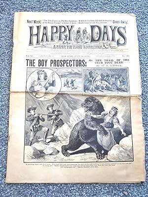 Happy Days dime novel The Boy Prospectors or, The Trail of the Club Foot Bear #143 July 10 , 1897