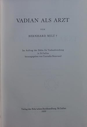 Seller image for Vadian als Arzt. for sale by Antiquariat Bookfarm
