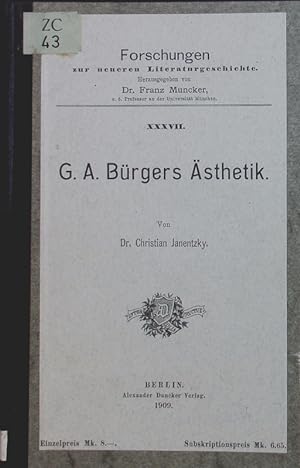 Bild des Verkufers fr G.A. Brgers sthetik. zum Verkauf von Antiquariat Bookfarm