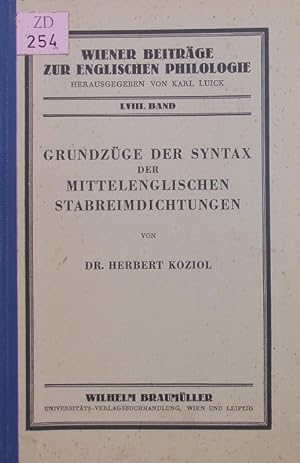 Seller image for Grundzge der Syntax der mittelenglischen Stabreimdichtungen. for sale by Antiquariat Bookfarm