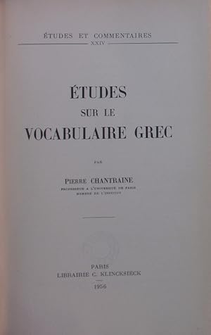 Bild des Verkufers fr Etudes sur le vocabulaire grec. zum Verkauf von Antiquariat Bookfarm