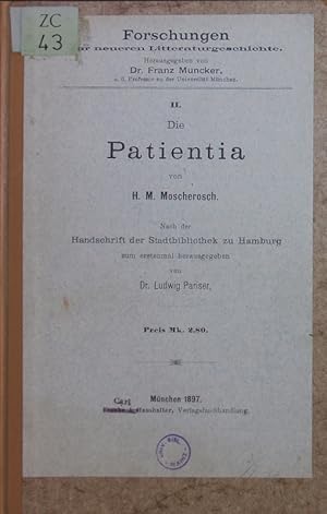 Bild des Verkufers fr Die Patientia nach der Handschrift der Stadtbibliothek zu Hamburg. zum Verkauf von Antiquariat Bookfarm