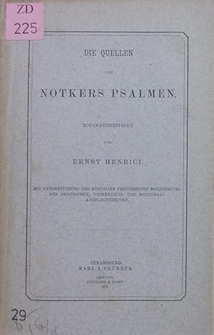 Imagen del vendedor de Die Quellen von Notkers Psalmen. a la venta por Antiquariat Bookfarm