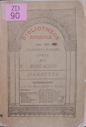 Imagen del vendedor de La Fiammetta. a la venta por Antiquariat Bookfarm