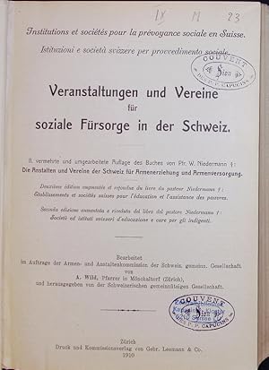 Bild des Verkufers fr Veranstaltungen und Vereine fr soziale Frsorge in der Schweiz. zum Verkauf von Antiquariat Bookfarm