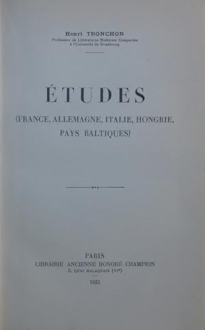 Bild des Verkufers fr Etudes (France, Allemagne, Italie, Hongrie, Pays Baltiques). zum Verkauf von Antiquariat Bookfarm