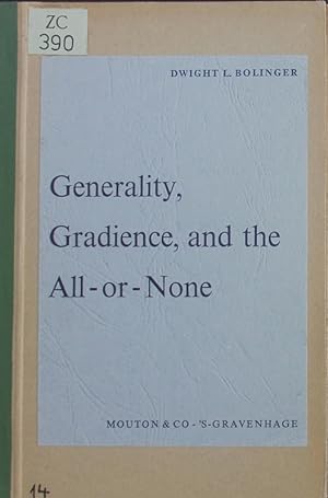 Immagine del venditore per Generality, gradience and the all-or-none. venduto da Antiquariat Bookfarm