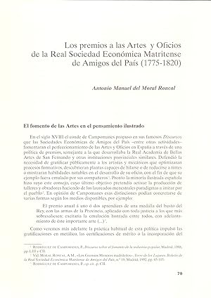 Seller image for LOS PREMIOS DE LAS ARTES Y OFICIOS DE LA REAL SOCIEDAD ECONOMICA MATRITENSE DE AMIGOS DEL PAIS, 1775-1820 (EXTRAIDO ORIGINAL DEL AO 1997, ESTUDIO COMPLETO TEXTO INTEGRO) for sale by Libreria 7 Soles