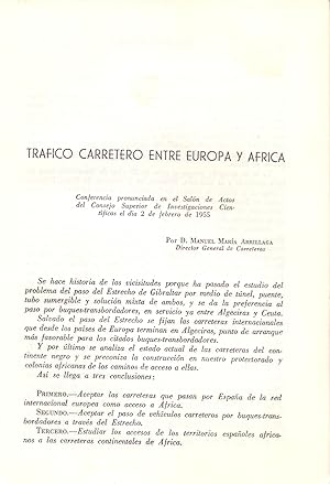 Imagen del vendedor de TRAFICO CORRETERO ENTRE EUROPA Y AFRICA (EXTRAIDO ORIGINAL DEL AO 1956, ESTUDIO COMPLETO TEXTO INTEGRO) a la venta por Libreria 7 Soles