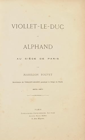 Bild des Verkufers fr Viollet-le-Duc et Alphand au sige de Paris. 1870-1871. zum Verkauf von Bonnefoi Livres Anciens