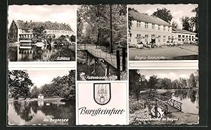 Bild des Verkufers fr Ansichtskarte Burgsteinfurt, Bagno-Gaststtte, Schloss, Knppelbrcke im Bagno zum Verkauf von Bartko-Reher