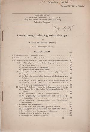 Untersuchungen über Figur-Grund-Fragen. [Aus: Zeitschrift für Psychologie, Bd. 117, 1930].
