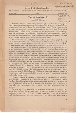 Was ist Psychagogik? [Aus: Berufserziehung, 2. Jg., Heft 1, September 1950]. Wissenschaftl. Zweim...