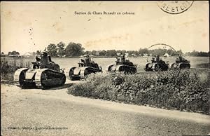 Ansichtskarte / Postkarte Section de Chars Renault en colonne, Französische Panzer