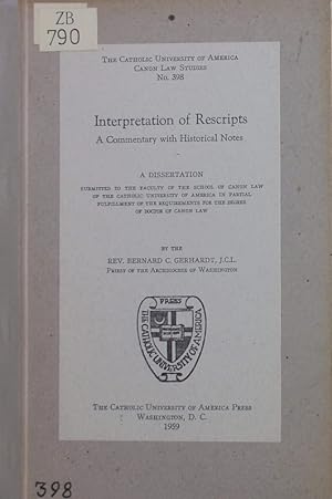 Immagine del venditore per Interpretation of rescripts. a commentary with historical notes. venduto da Antiquariat Bookfarm
